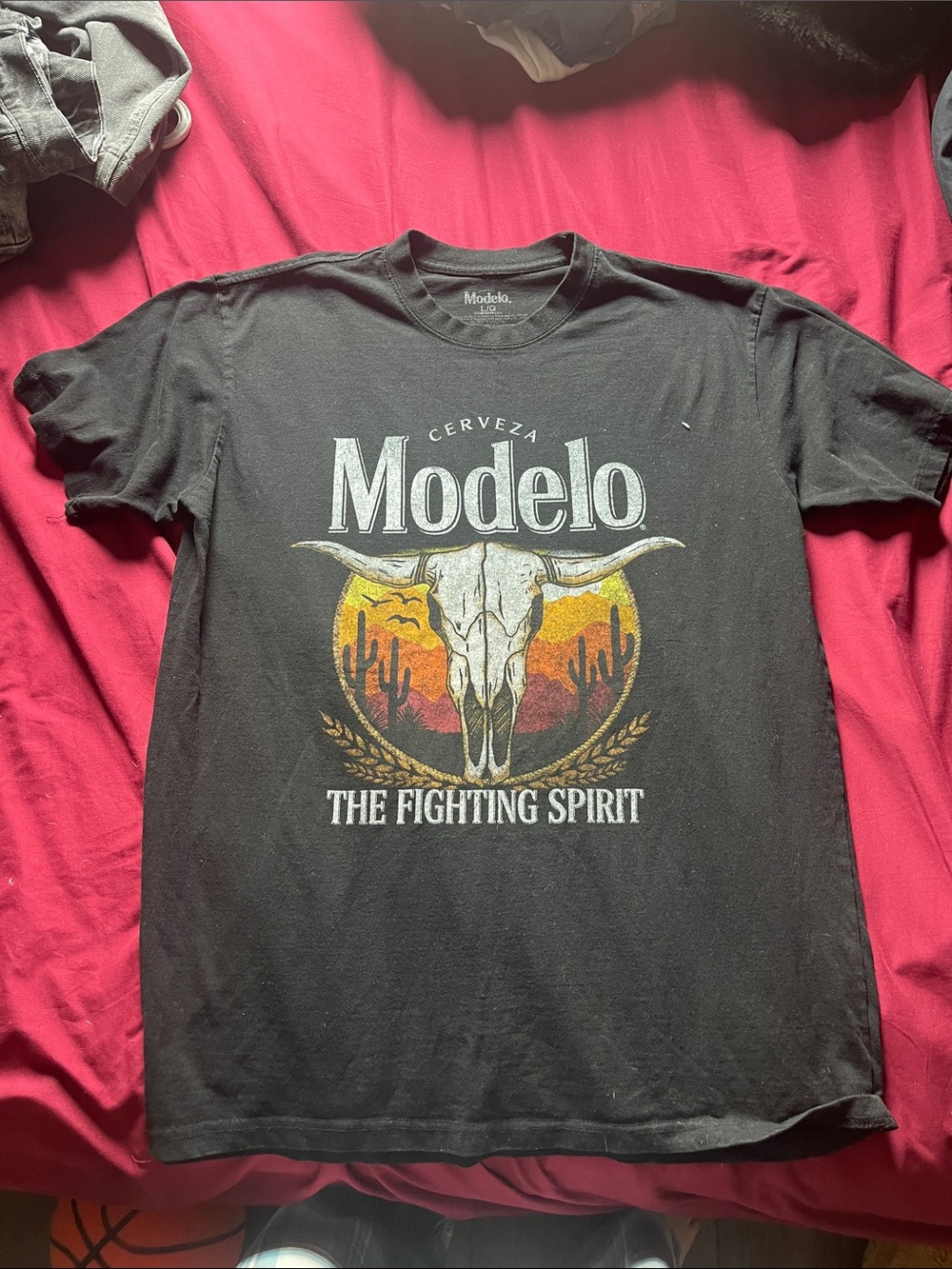 ModelCo Black Tee with Desert Skull Graphic and Sunset Accents